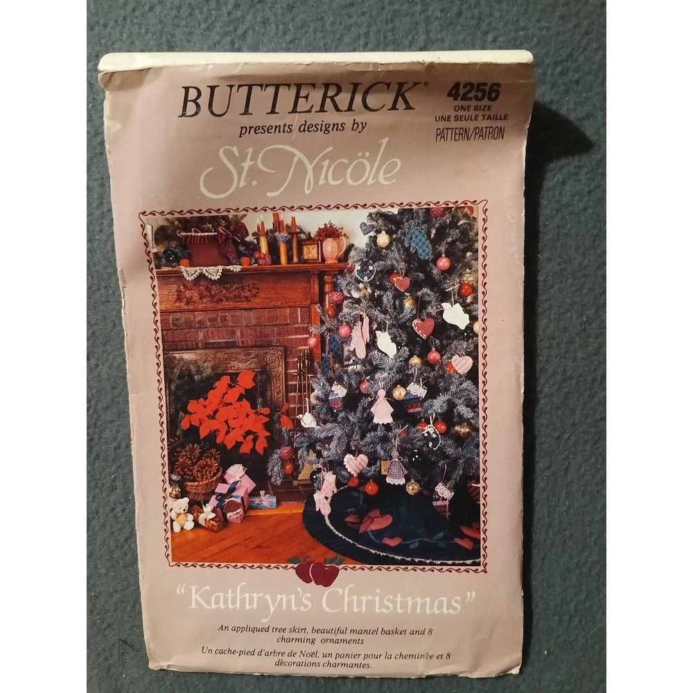 Vintage Butterick 4256 Kathryn's Christmas Tree Skirt Basket Ornaments Sewing